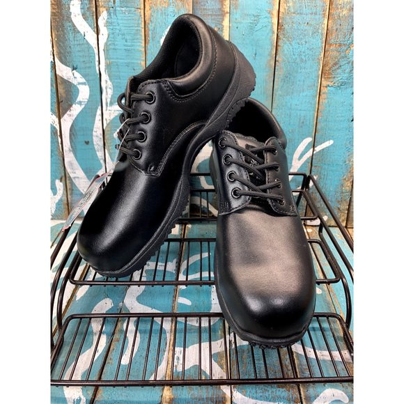 NWT MENS SLIPGRIPS STEEL TOE SLIP-RESISTANT OXFORD PROFESSIONAL SHOES - Picture 2 of 11